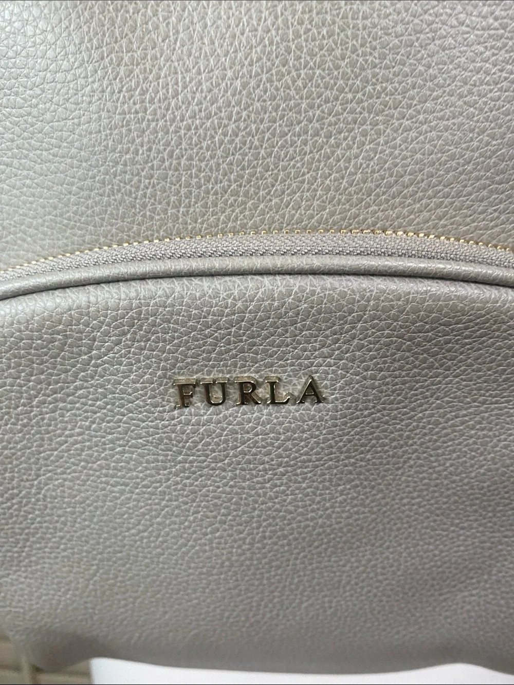Furla Frida Italian Lux Soft gray Pebbled Leather Backpack